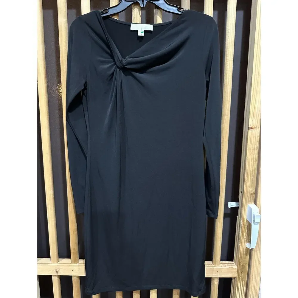 Michael Kors Dress Womens Small Black Long Sleeve Knotted Neckline Elegant